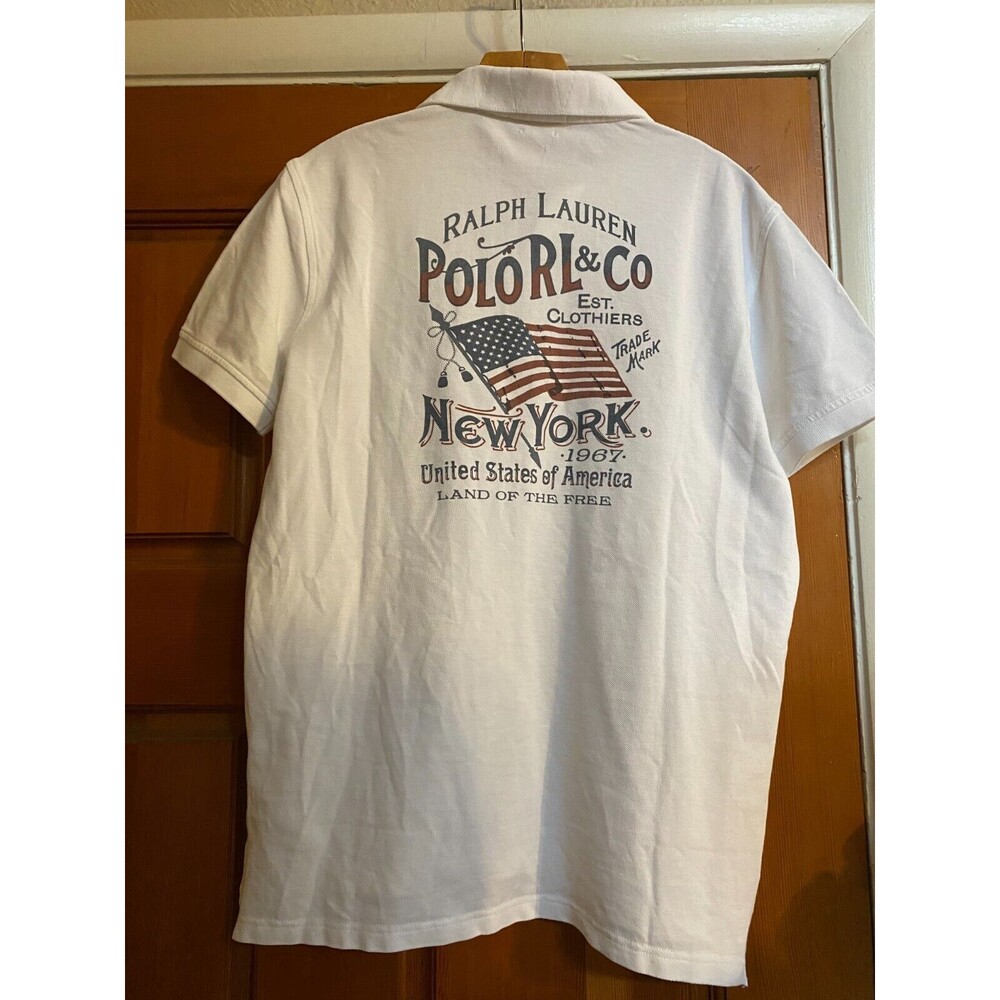 Polo Ralph Lauren Mens Polo Shirt Land of The Free NY Graphic  SZ M